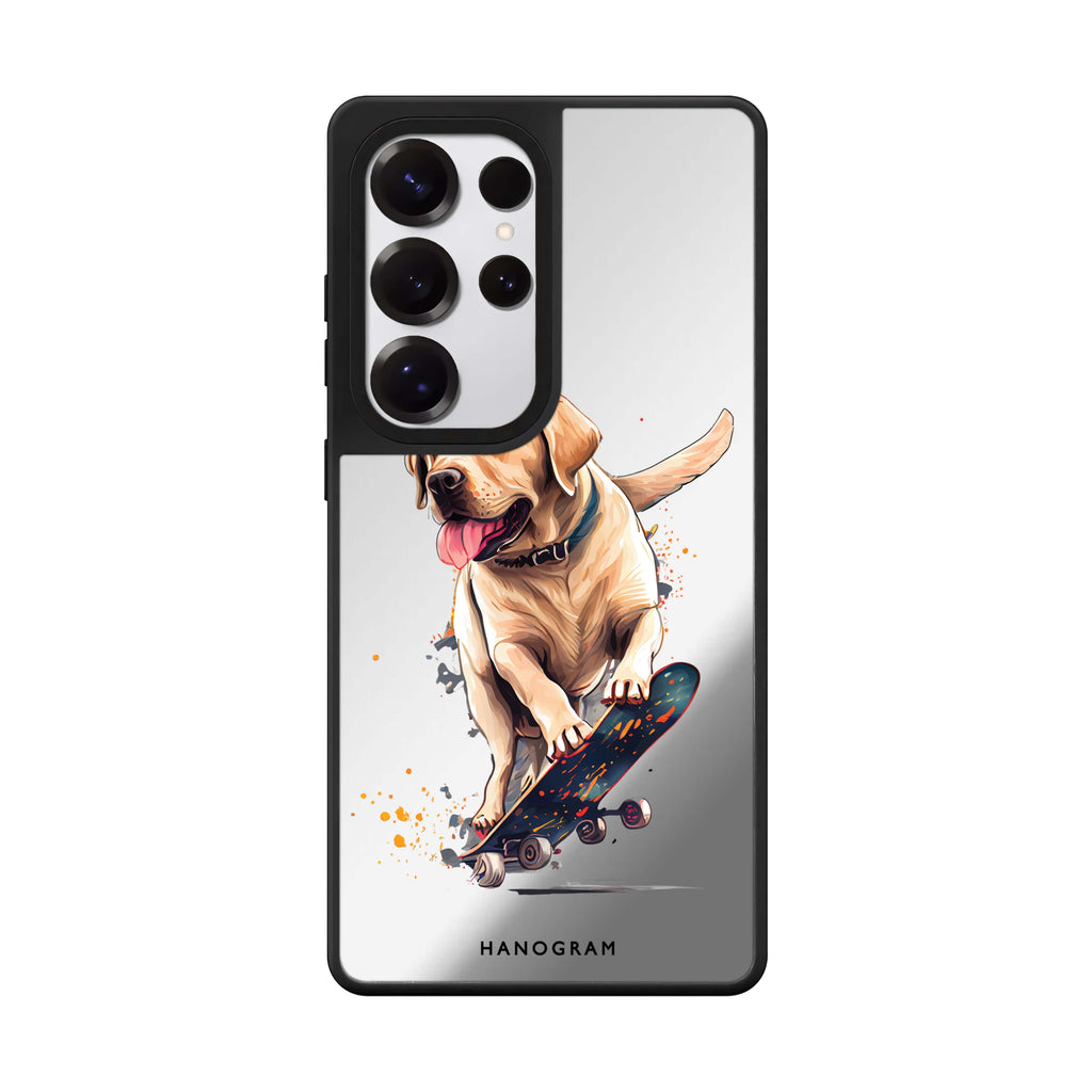 Dog On Skateboard Samsung Galaxy S25 S24 S23 Ultra mirror case, front view
