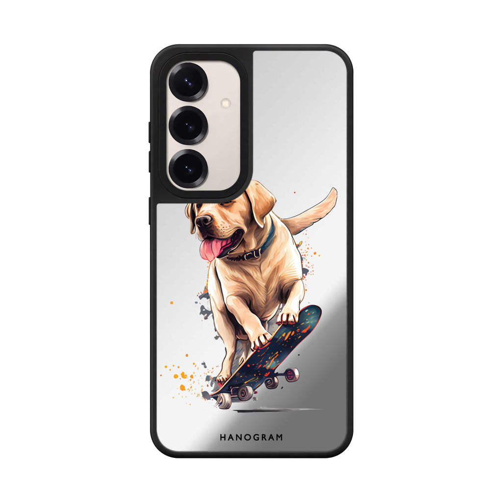 Dog on Skateboard Samsung Galaxy mirror case front view
