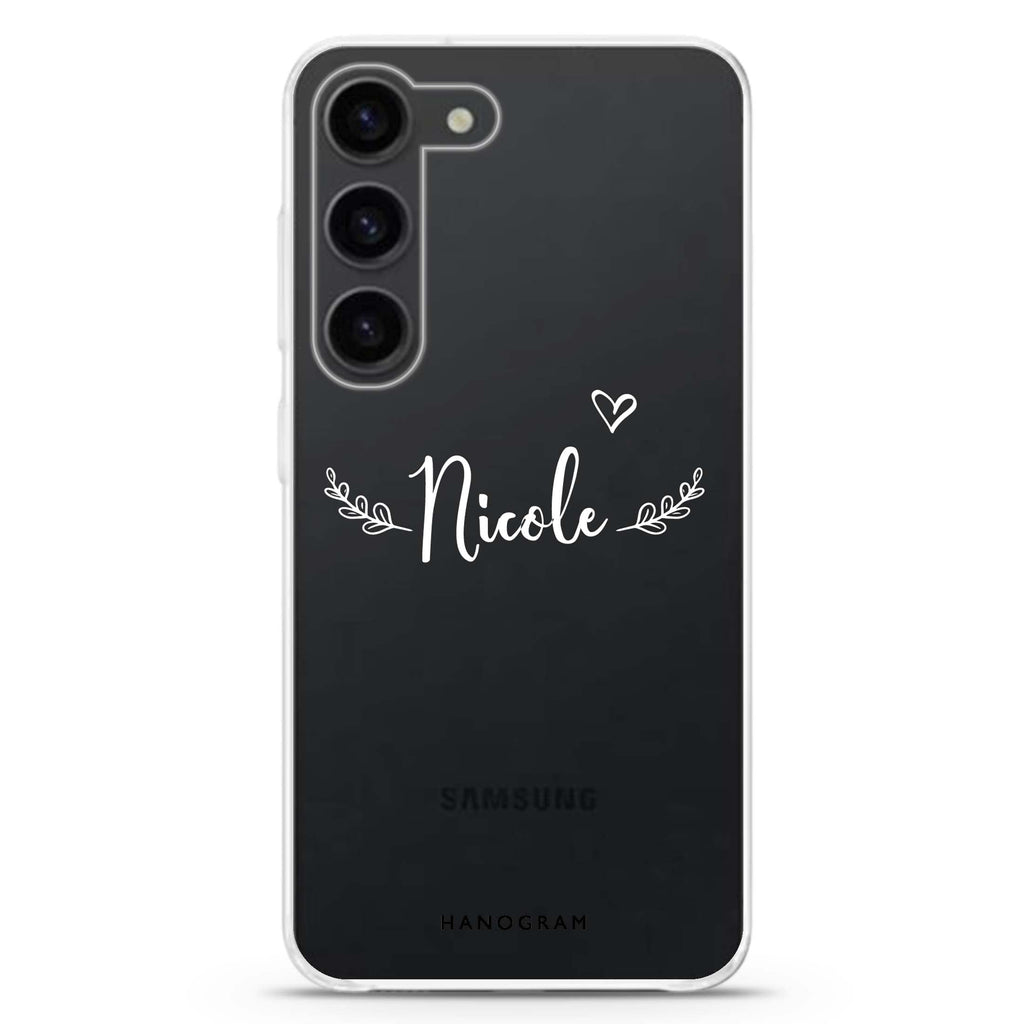 Sleek personalized ultra-clear case for Samsung Galaxy S23/S22, front view