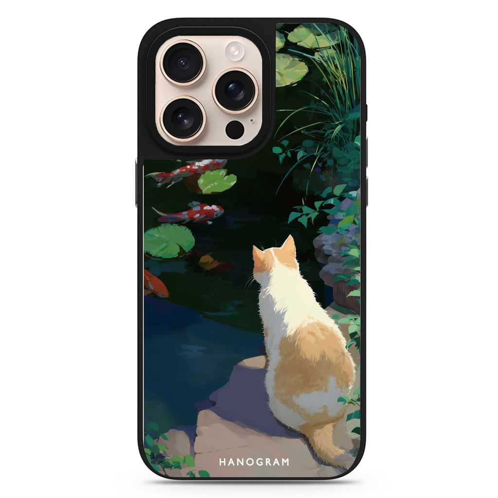Koi & Cat cat design iPhone 16/15/14 Pro Max & Pro mirror case