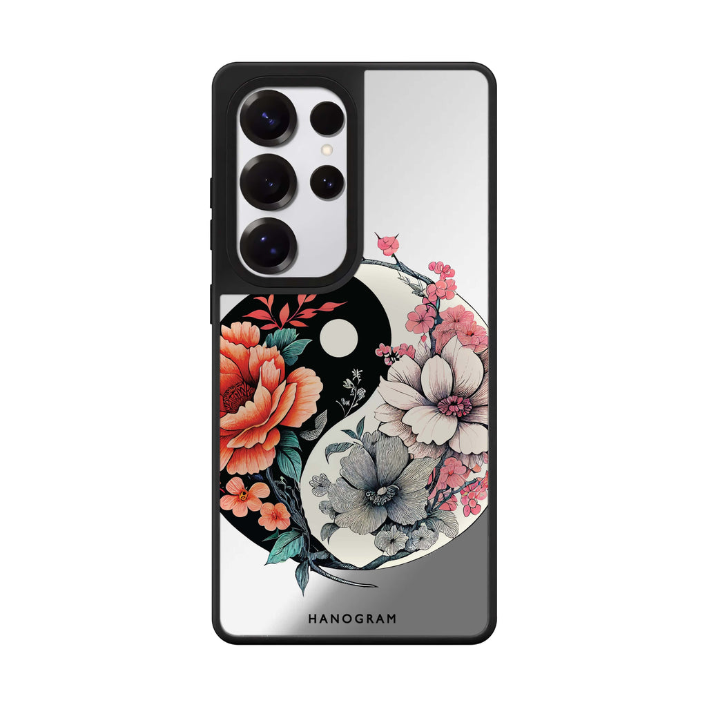 Floral & Tai Chi Samsung Galaxy S25 S24 S23 Ultra mirror case, front view
