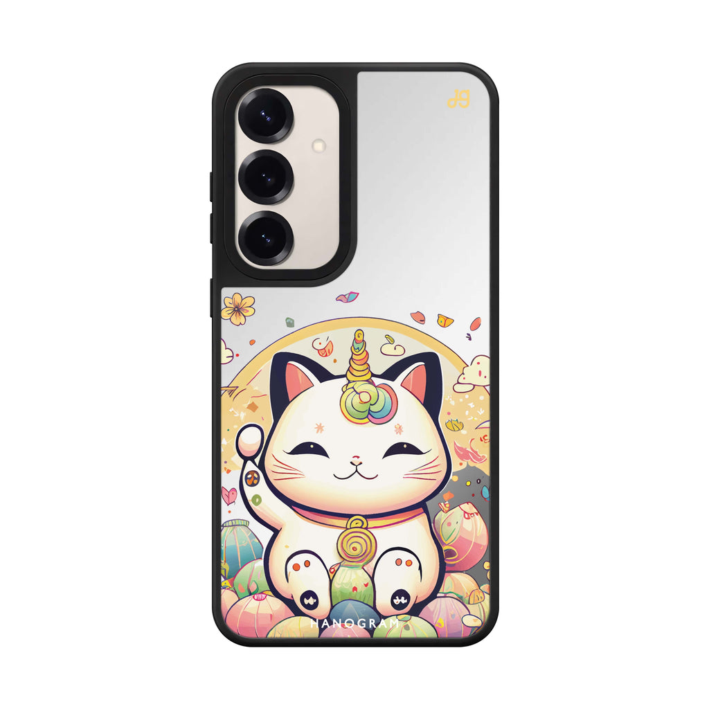 Cute Lucky Cat Samsung Galaxy mirror case front view