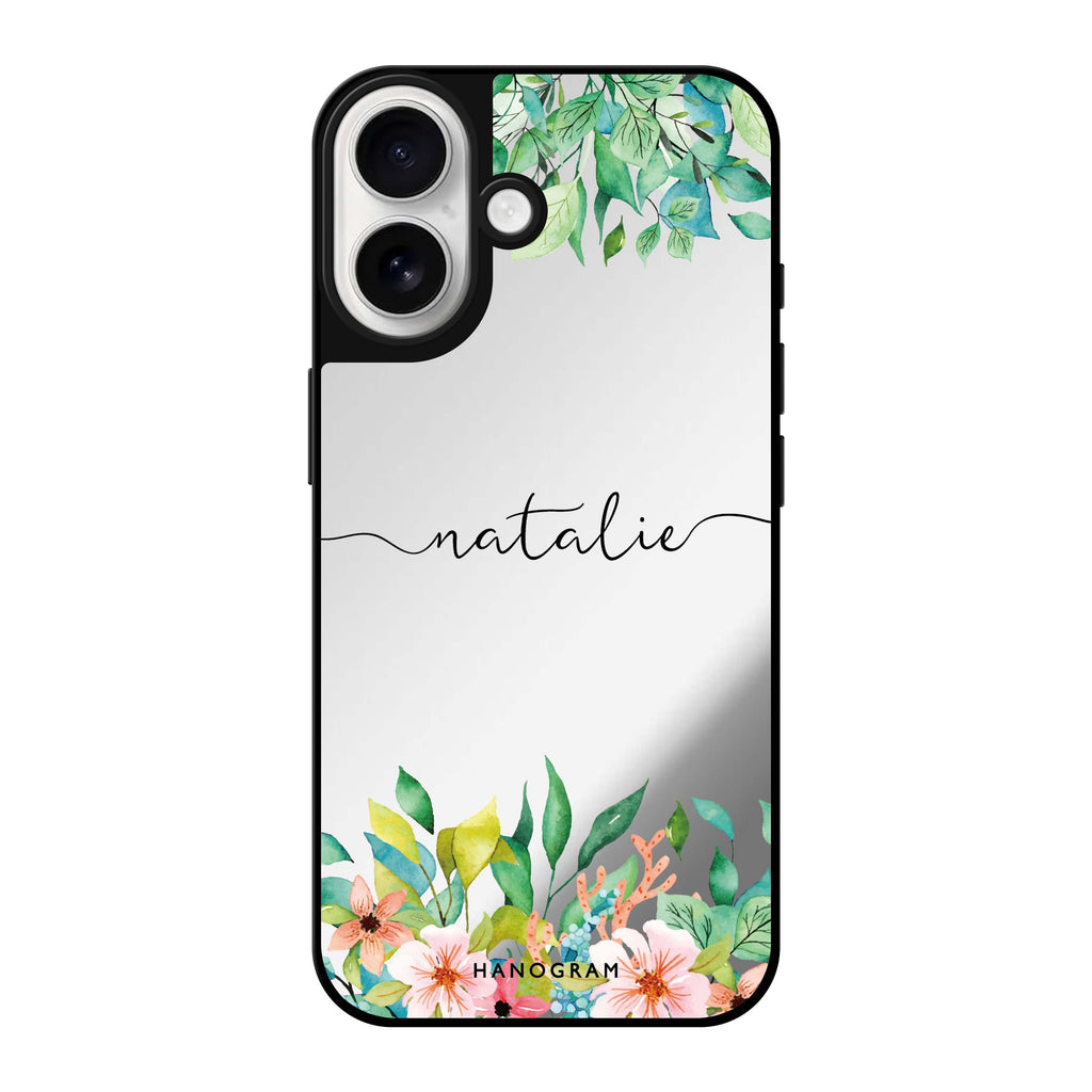Reflective iPhone 16 Mirror Case –Floral Imagination Design