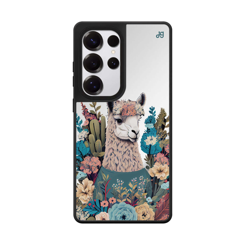 Lama In The Garden Samsung Galaxy S25 S24 S23 Ultra mirror case, front view