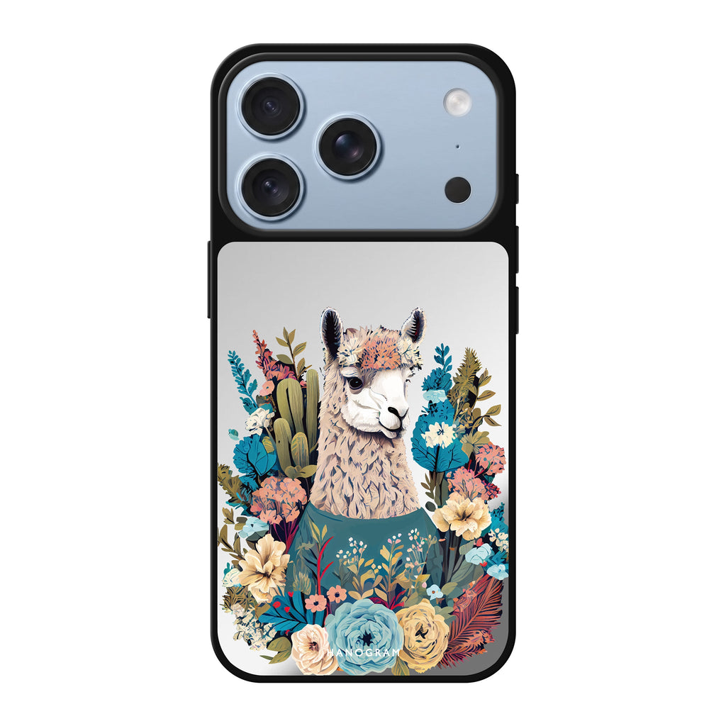 Lama in the garden spring floral nature iPhone 18 Pro Max mirror case