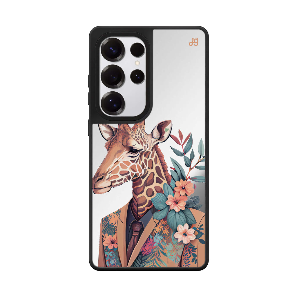 Giraffe & Floral Samsung Galaxy S25 S24 S23 Ultra mirror case, front view