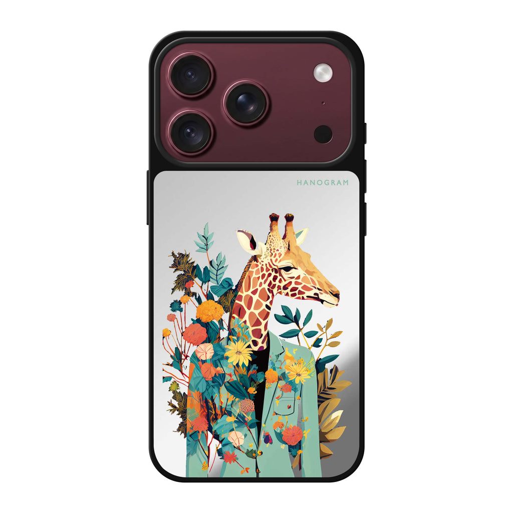 Giraffe & floral #2 spring flower giraffe animal iPhone 18 Pro Max mirror case