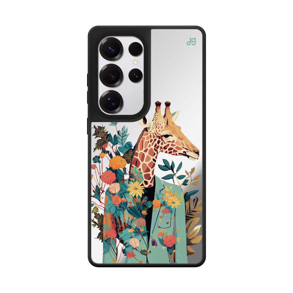Giraffe & Floral Samsung Galaxy S25 S24 S23 Ultra mirror case, front view