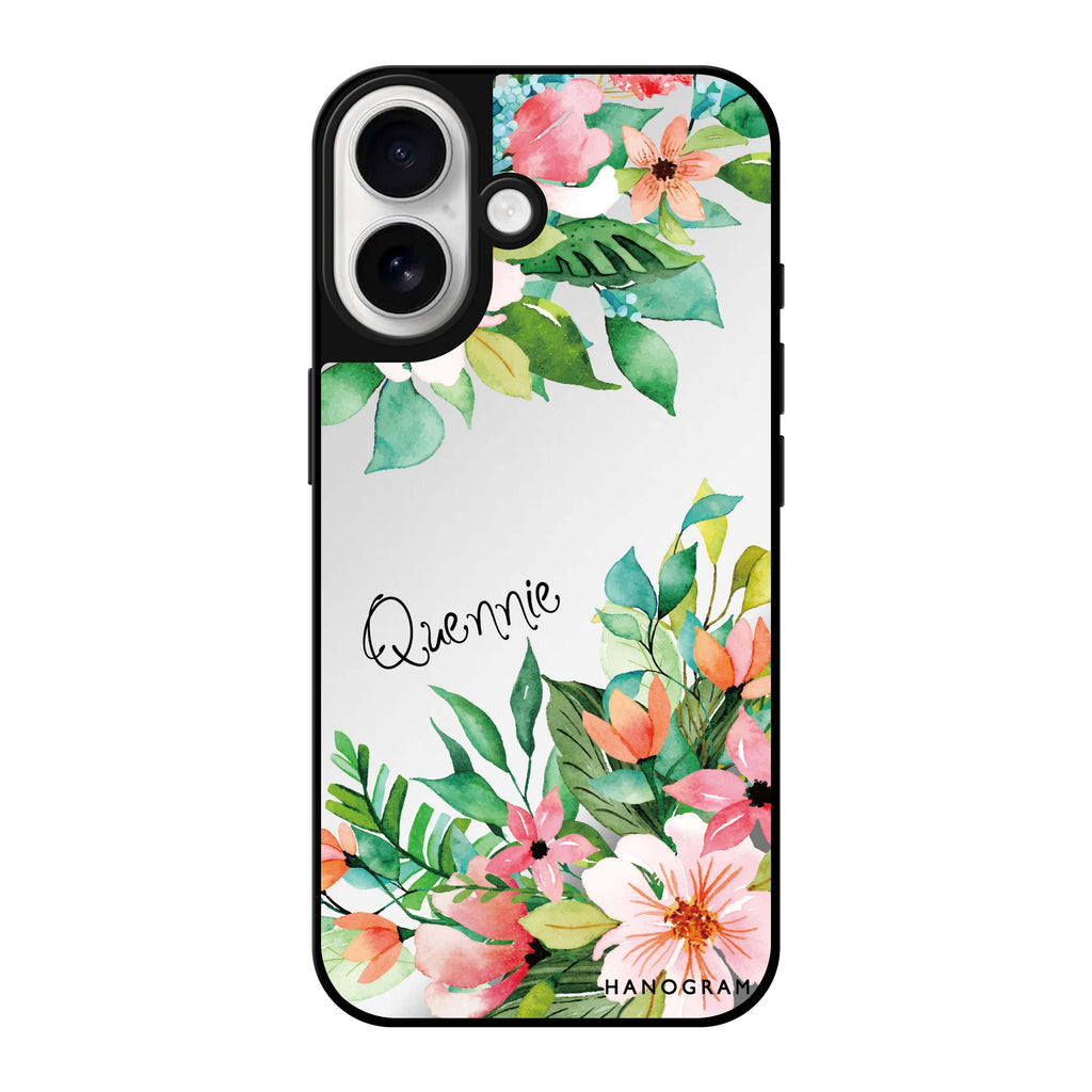 Reflective iPhone 16 Mirror Case –Flower Inspiration Design
