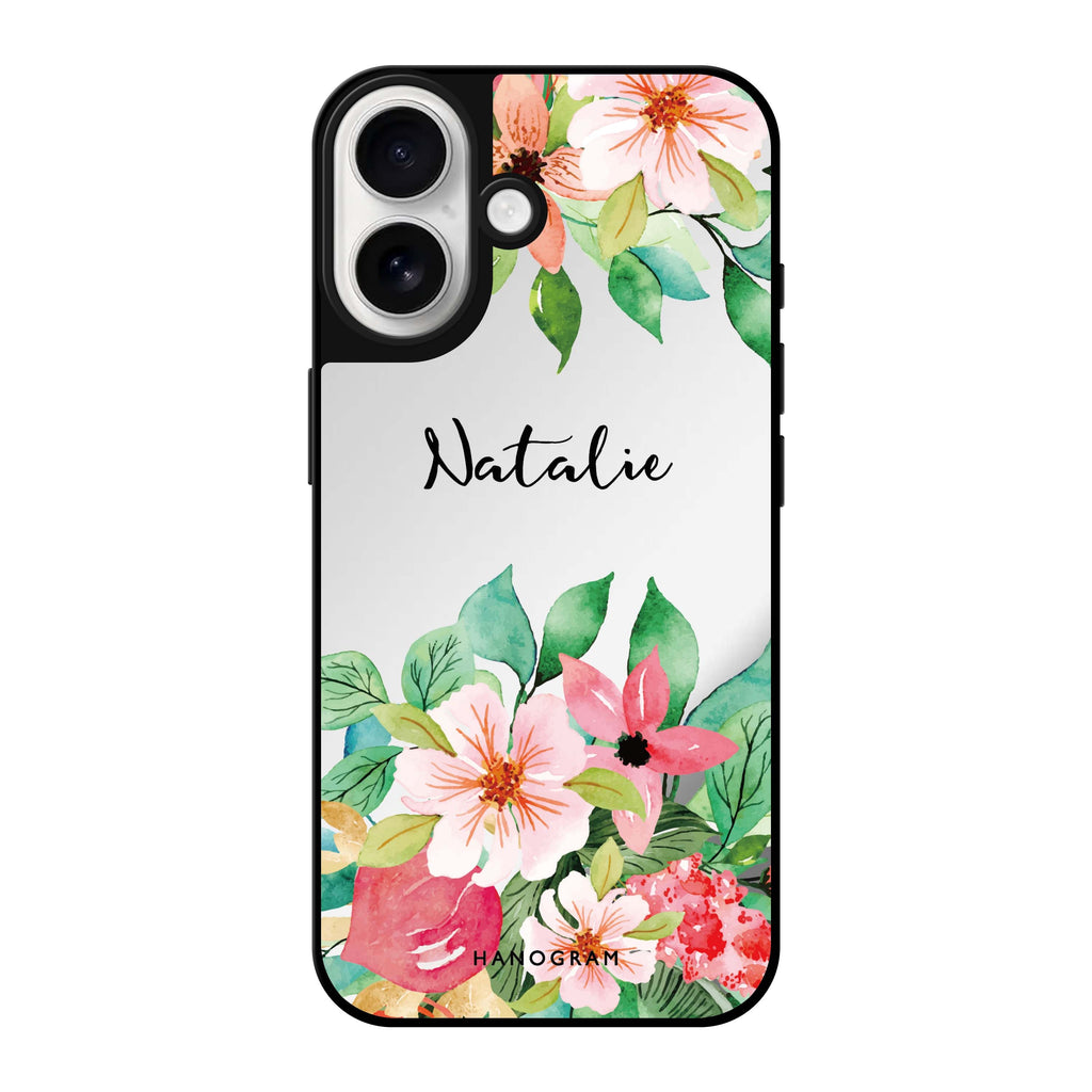 Reflective iPhone 16 Mirror Case –Floral Life Design