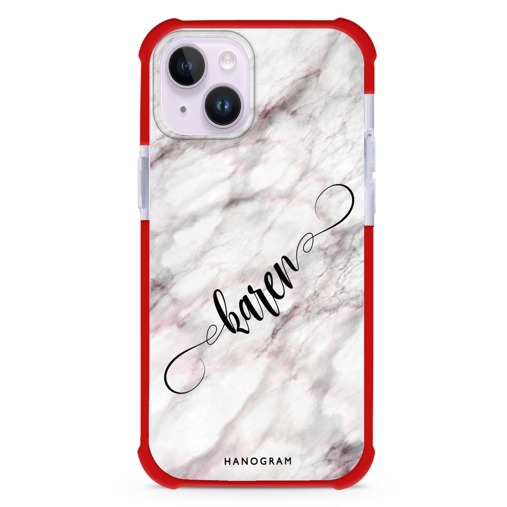 Cursive Name & Marble iPhone 15 Plus MagSafe Compatible Ultra Shockproof Case