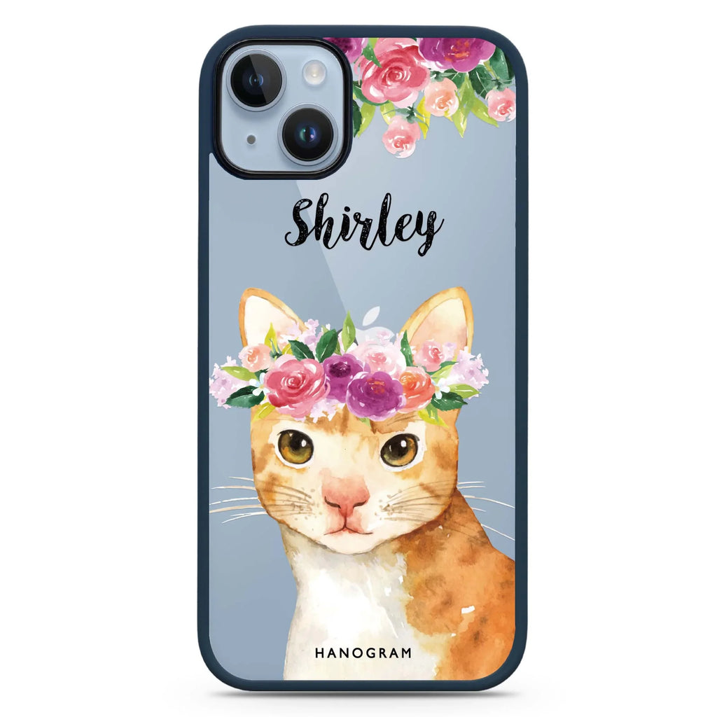 Floral and Cat iPhone 15 Impact Guard Bumper Case