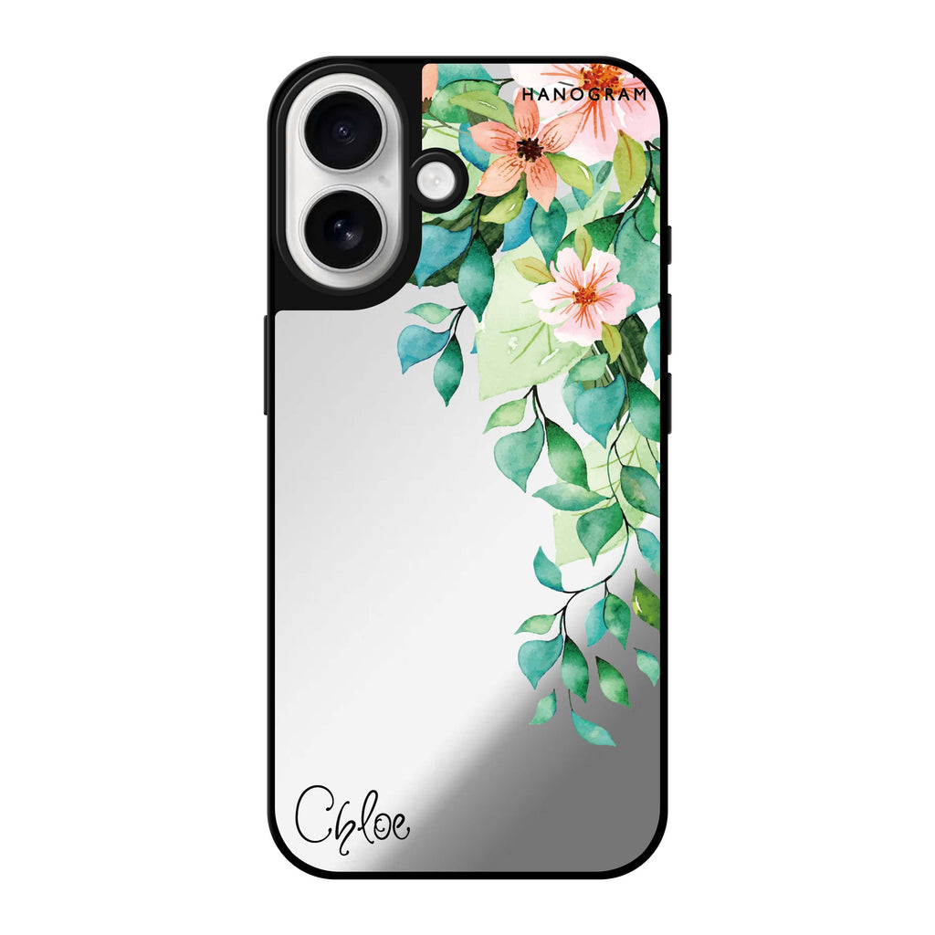 Reflective iPhone 16 Mirror Case –Secret Flower Design