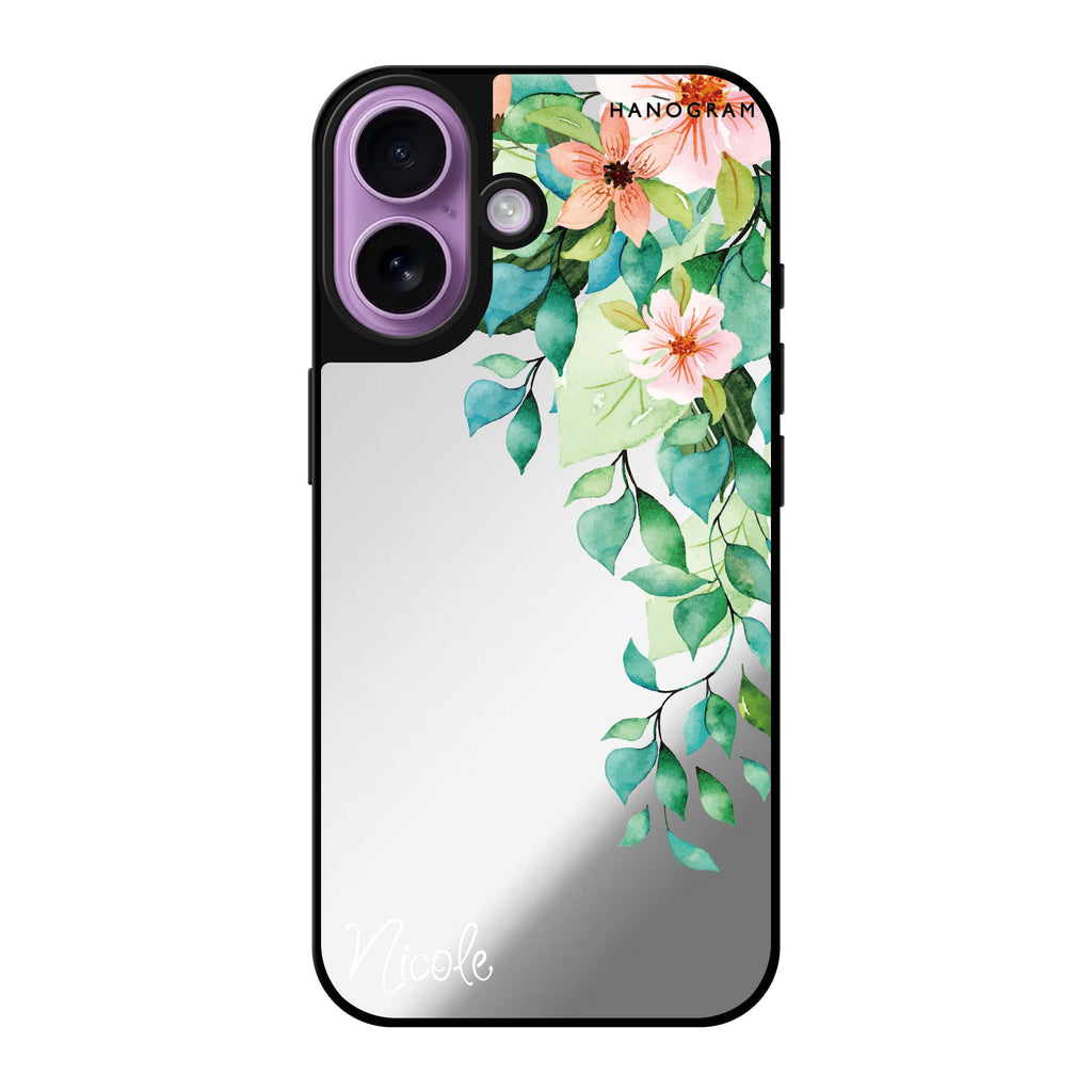 Reflective iPhone 16 Mirror Case –Secret Flower Design