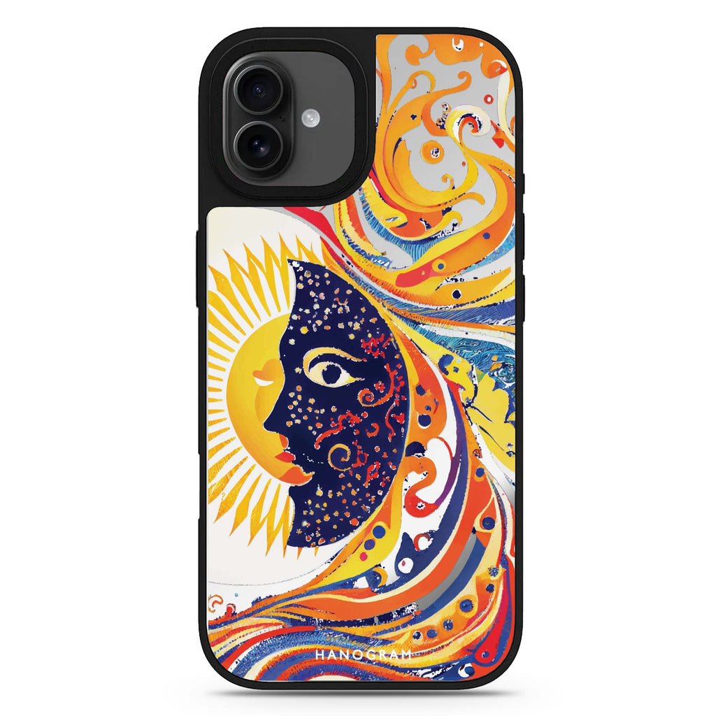 Sun & Moon celestial design iPhone 17 mirror case