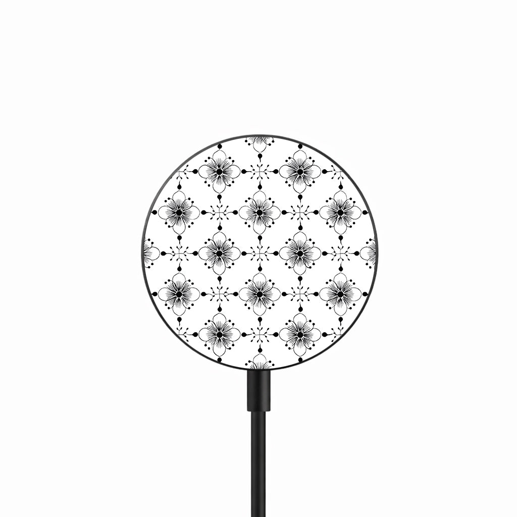 Modern Floral Tile 25W Qi2.2 magnetic wireless charger front view