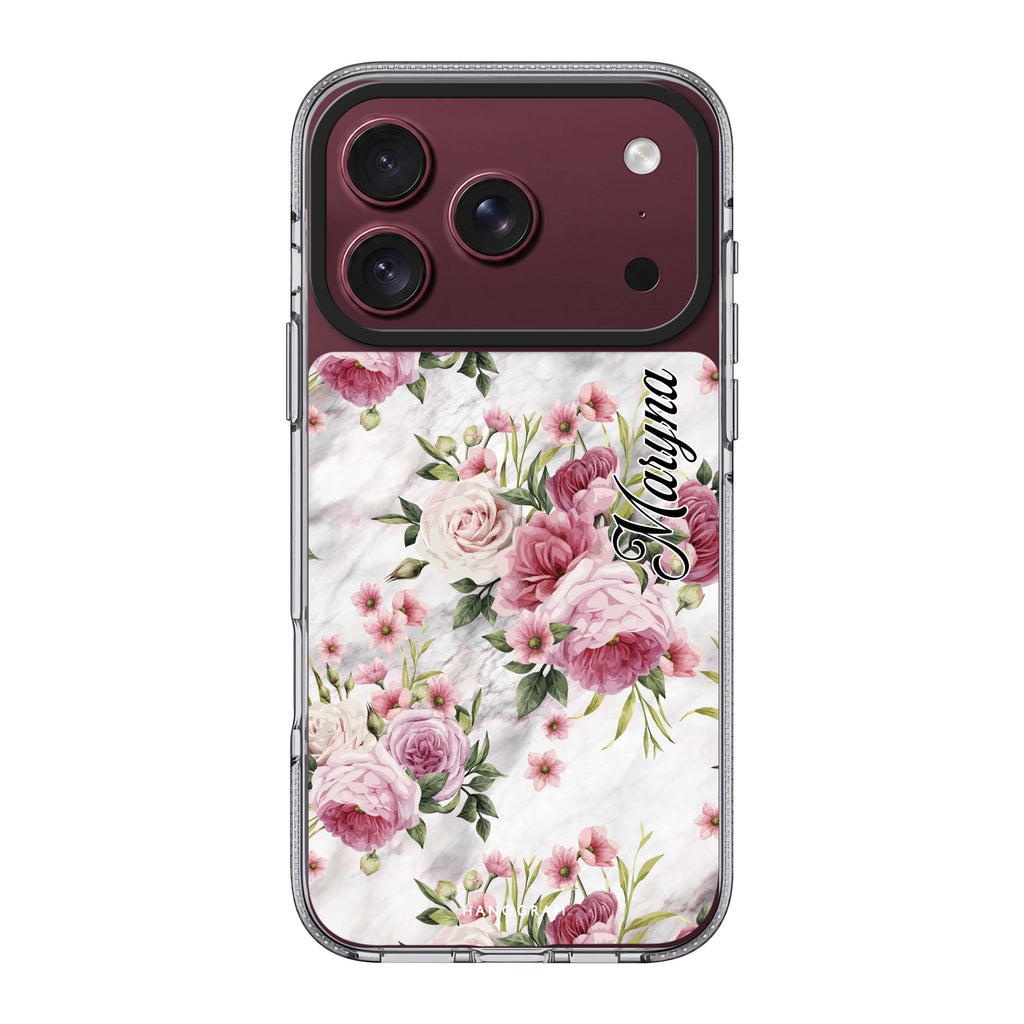 Marble and Pink Floral Ultra Clear Case