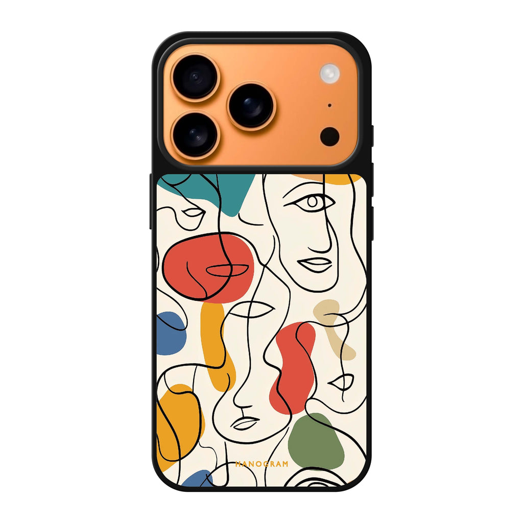 Faces of Joy playful iPhone 17 Pro Max mirror case