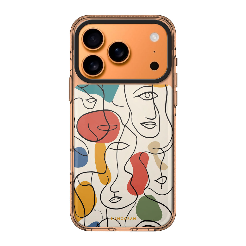 Faces of Joy graphic playful iPhone 17 Pro Max ultra clear case
