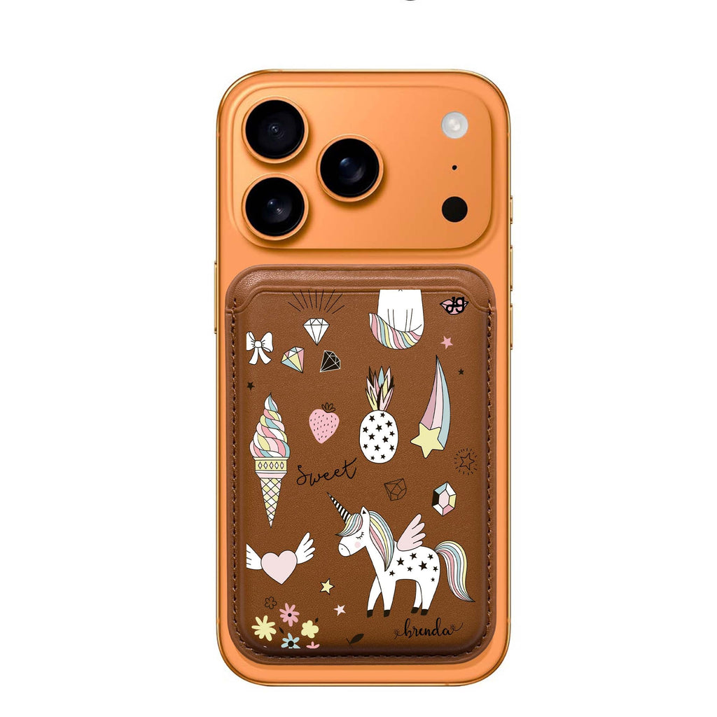 My Lovely Cartoon custom name MagSafe wallet for iPhone, personalized magnetic card holder, main view