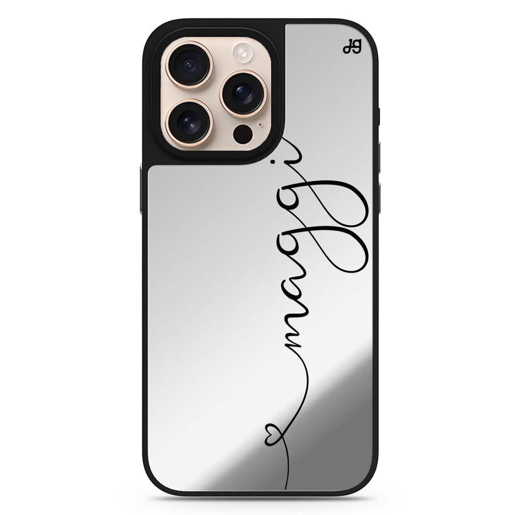 Loving Heart I personalized name romantic design iPhone 16/15/14 Pro Max & Pro mirror case