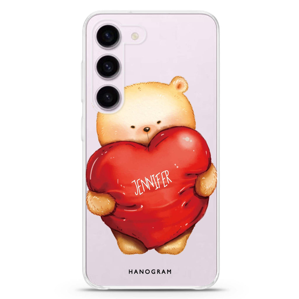 Bear Hug personalized ultra-clear case for Samsung Galaxy S23/S22, front view