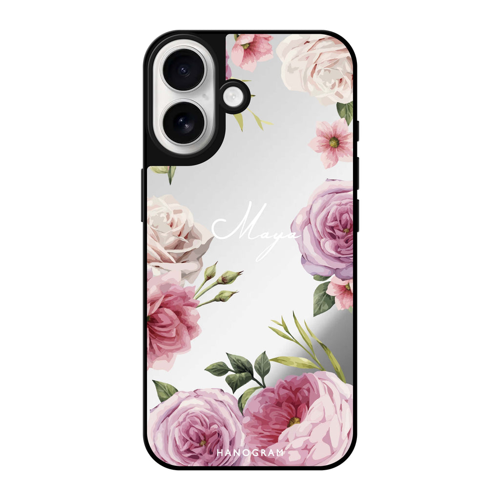 Reflective iPhone 16 Mirror Case –Beautiful Pretty Floral Design