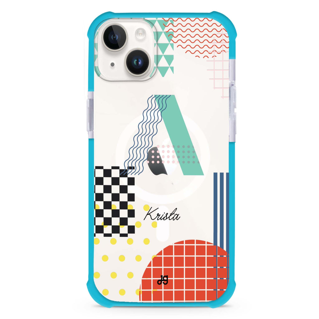 Memphis Monogram iPhone 15 Plus MagSafe Compatible Ultra Shockproof Case