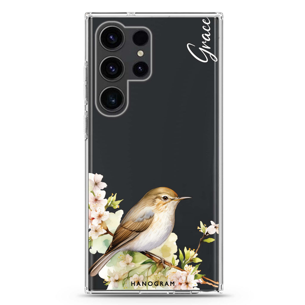 Warbler's Haven personalized name Samsung Galaxy S26/S25/S24/S23/S22 Ultra ultra clear case, transparent design, main view