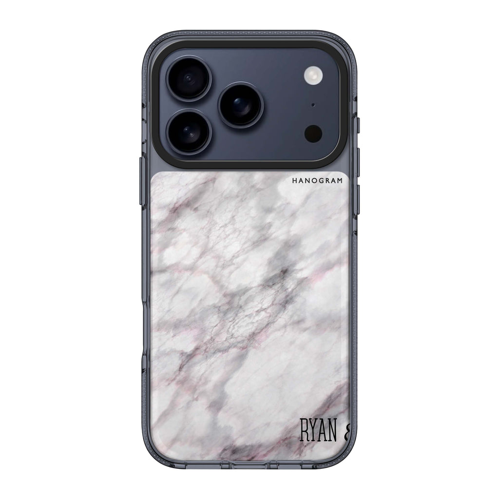 White Marble Style 1 personalized name white marble neutral iPhone 17 Pro Max ultra clear case