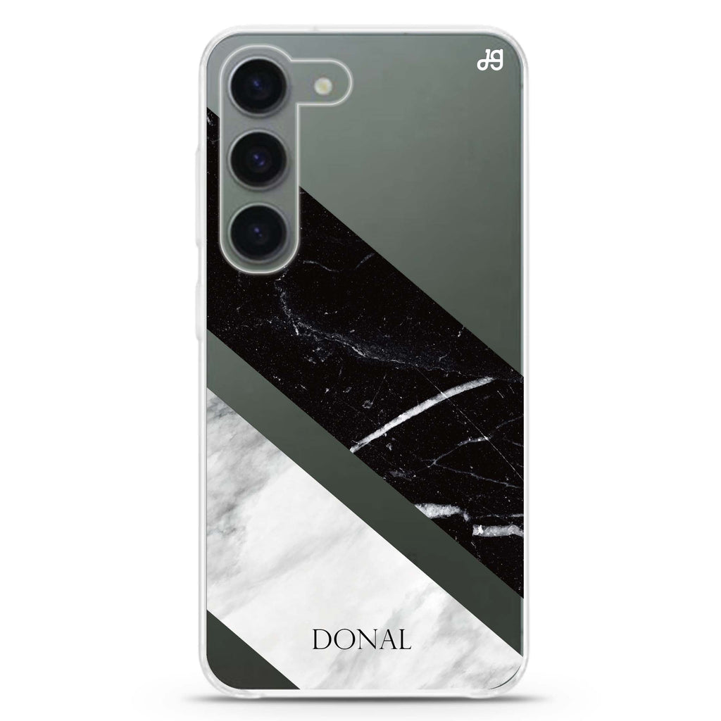B & W Marble personalized ultra-clear case for Samsung Galaxy S23/S22, front view