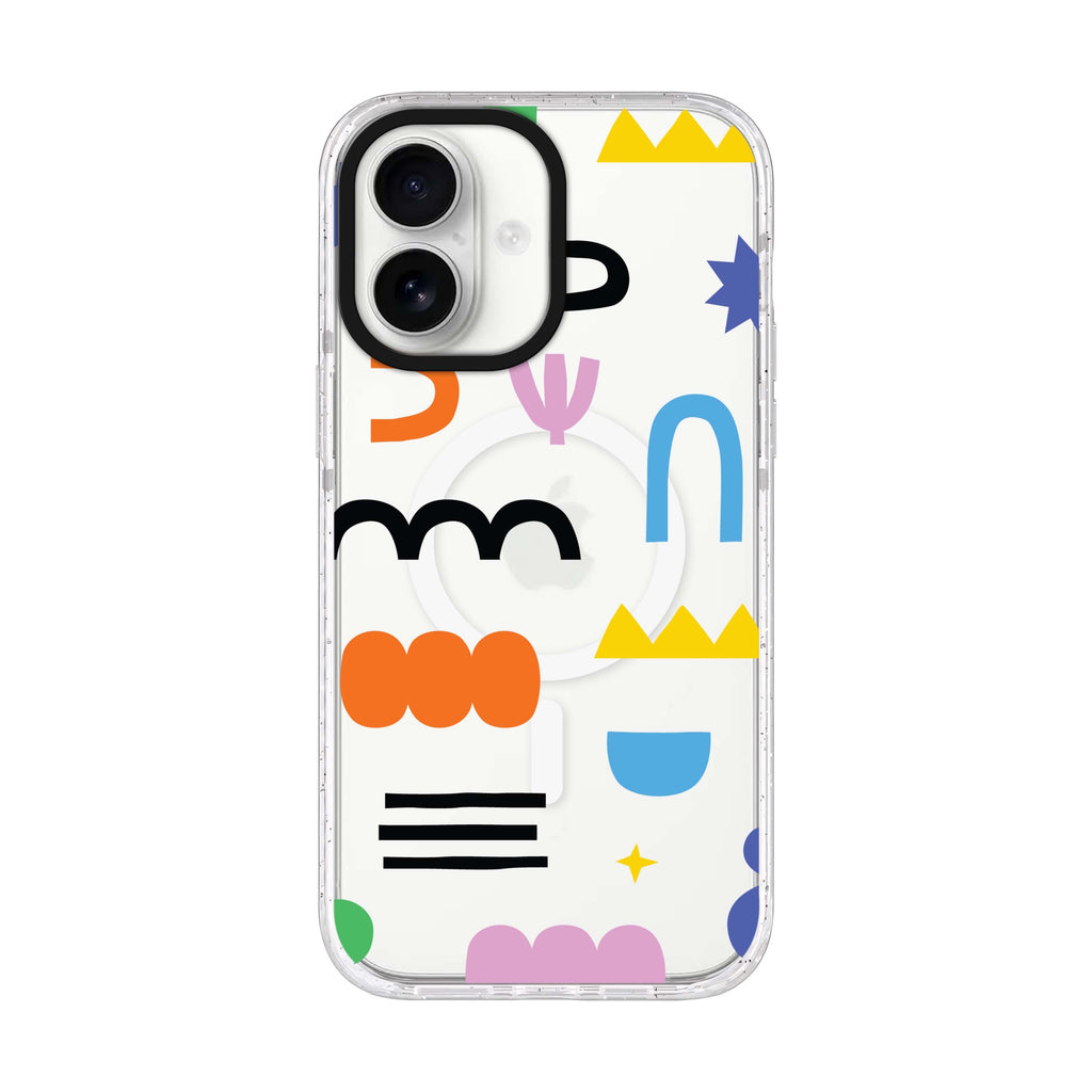Abstract Doodles Pattern Style 2 iPhone 17 ultra clear MagSafe case, front product view