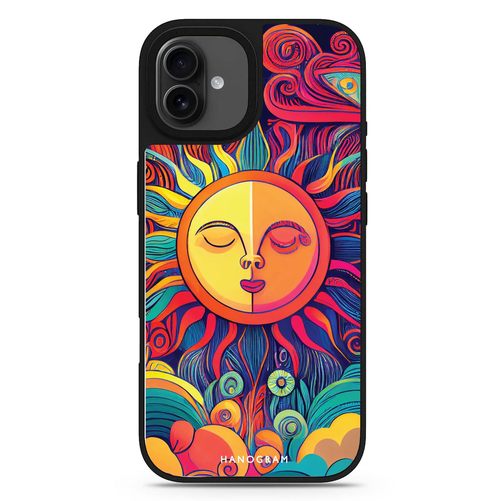 Magic Sun Face celestial fashion iPhone 17 mirror case