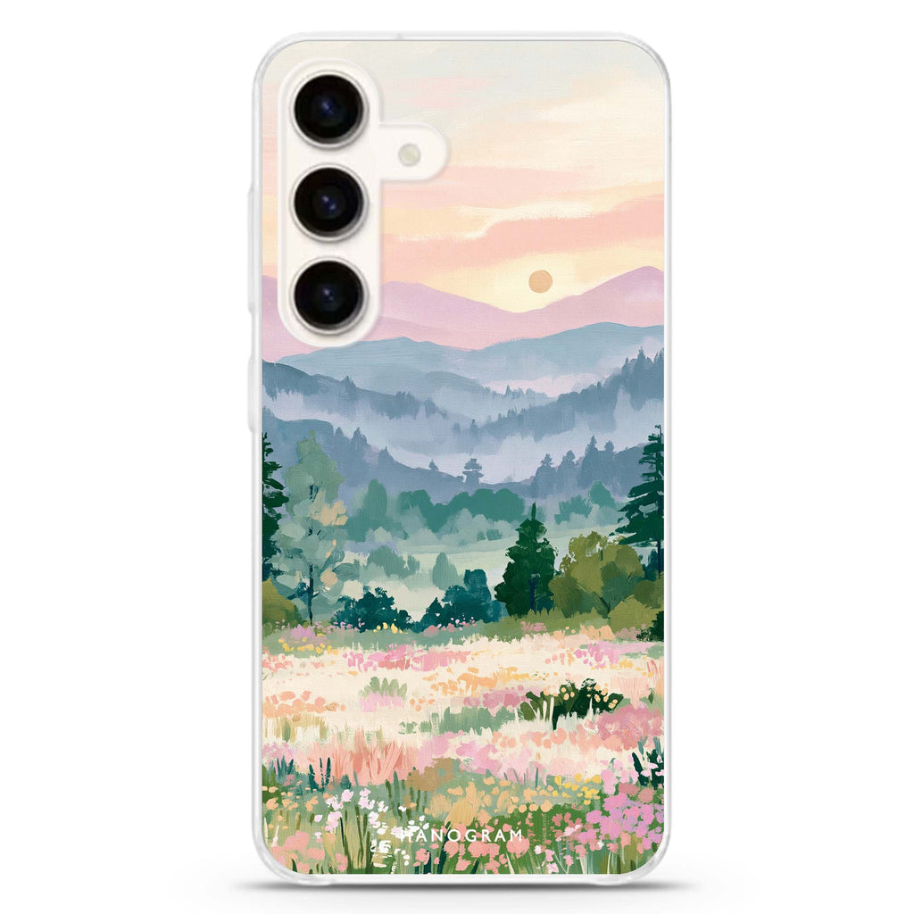 Daybreak over Wildflowers Samsung Galaxy Ultra Clear Case — front view