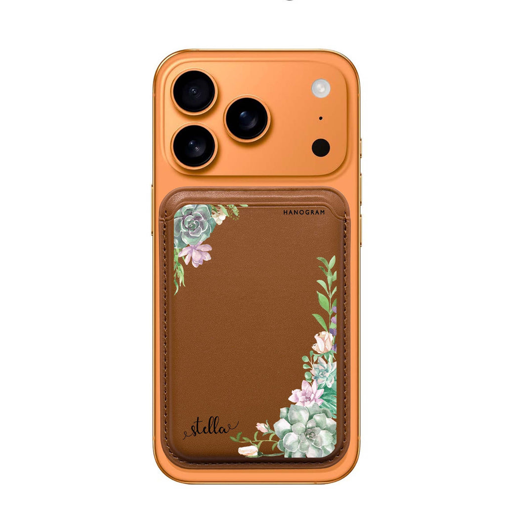 Rose in Wild custom name MagSafe wallet for iPhone, personalized magnetic card holder, main view