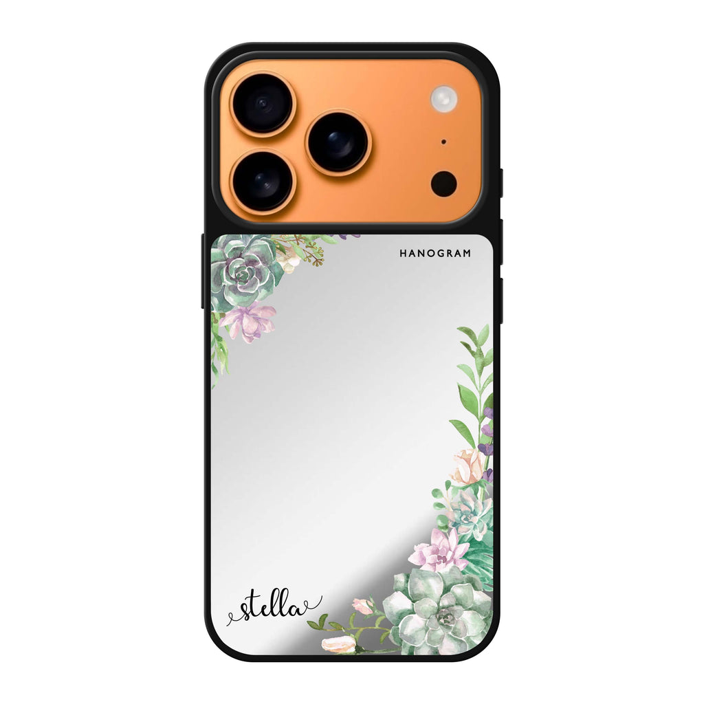 Rose in Wild personalized name pink flower floral iPhone 17 Pro Max mirror case