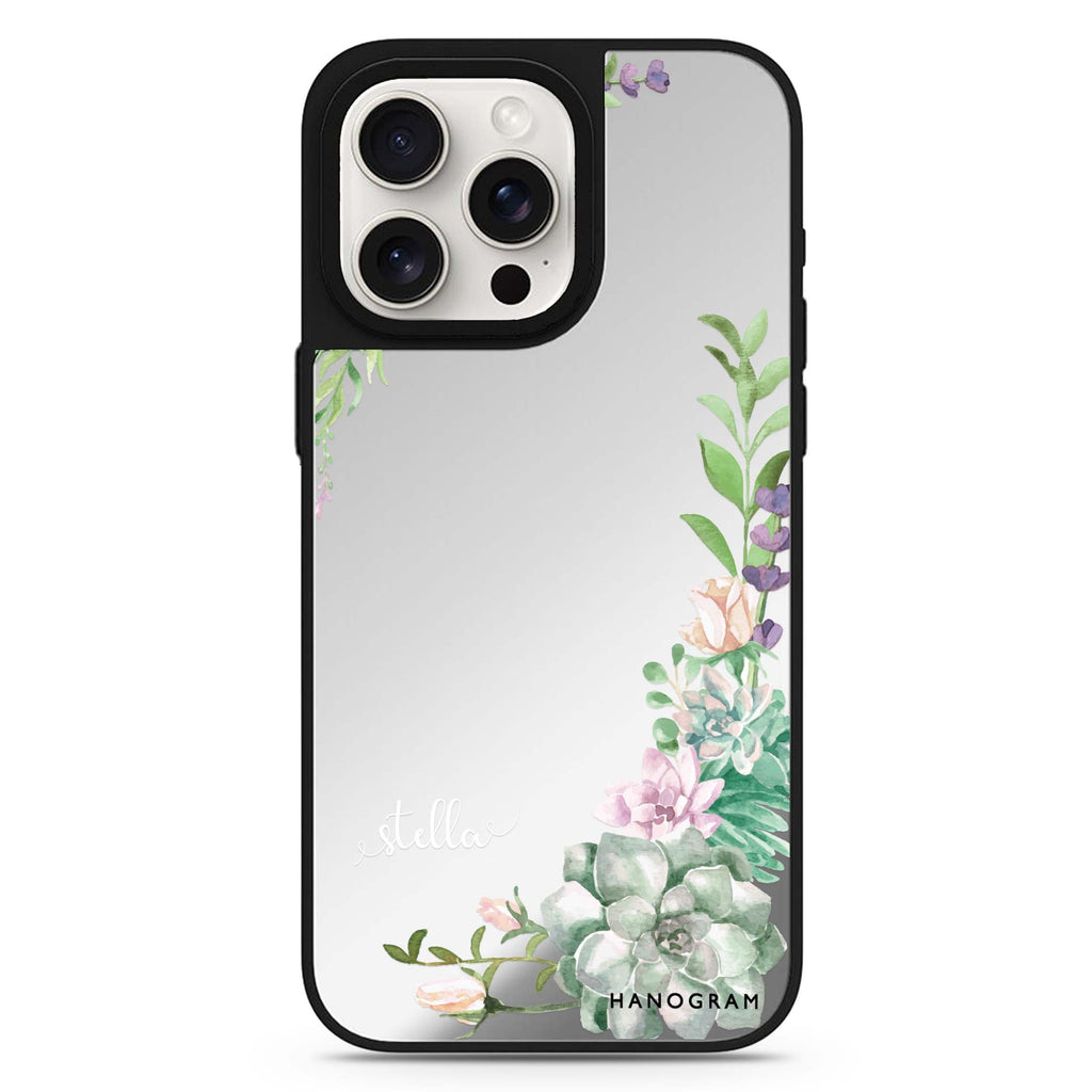Rose in Wild personalized name MagSafe mirror case for iPhone 16/15/14 Pro Max and Pro, main view
