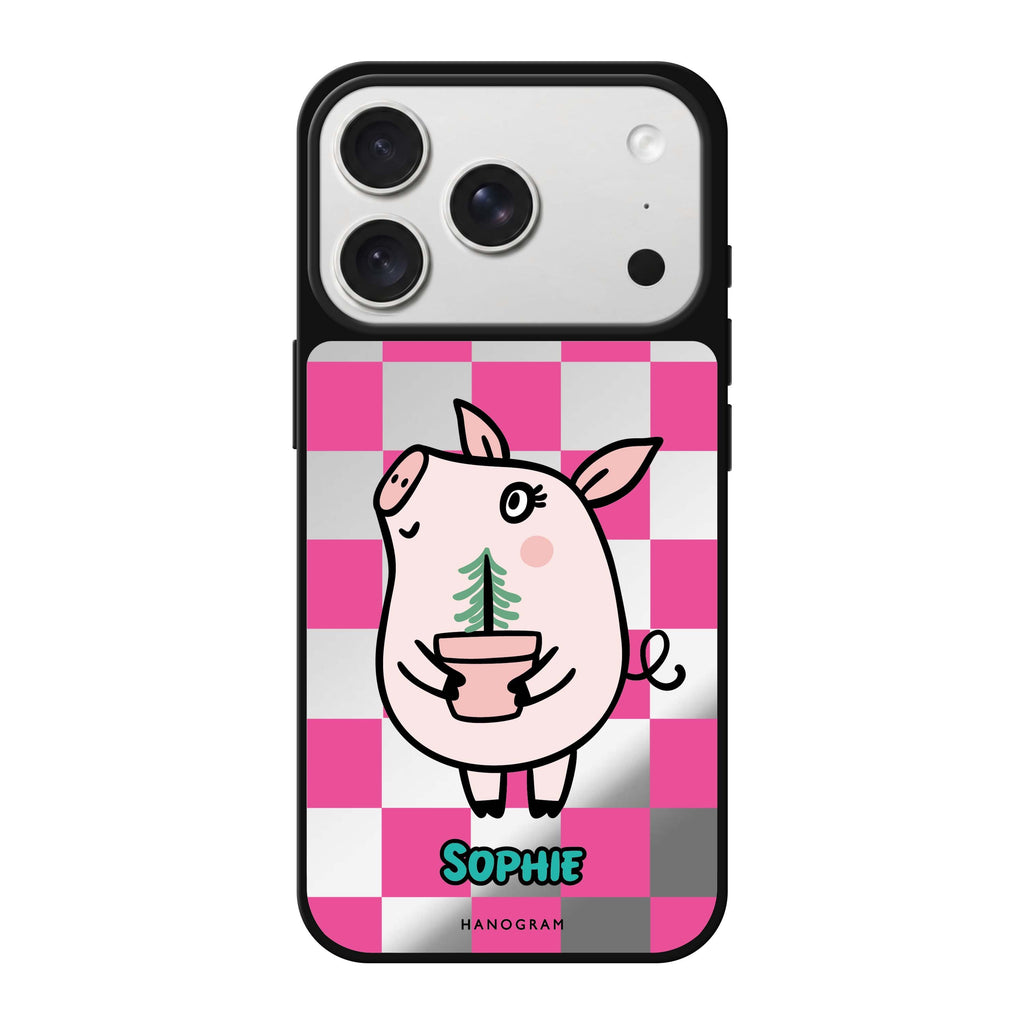 Lovely Pig personalized name pig animal iPhone 18 Pro Max mirror case