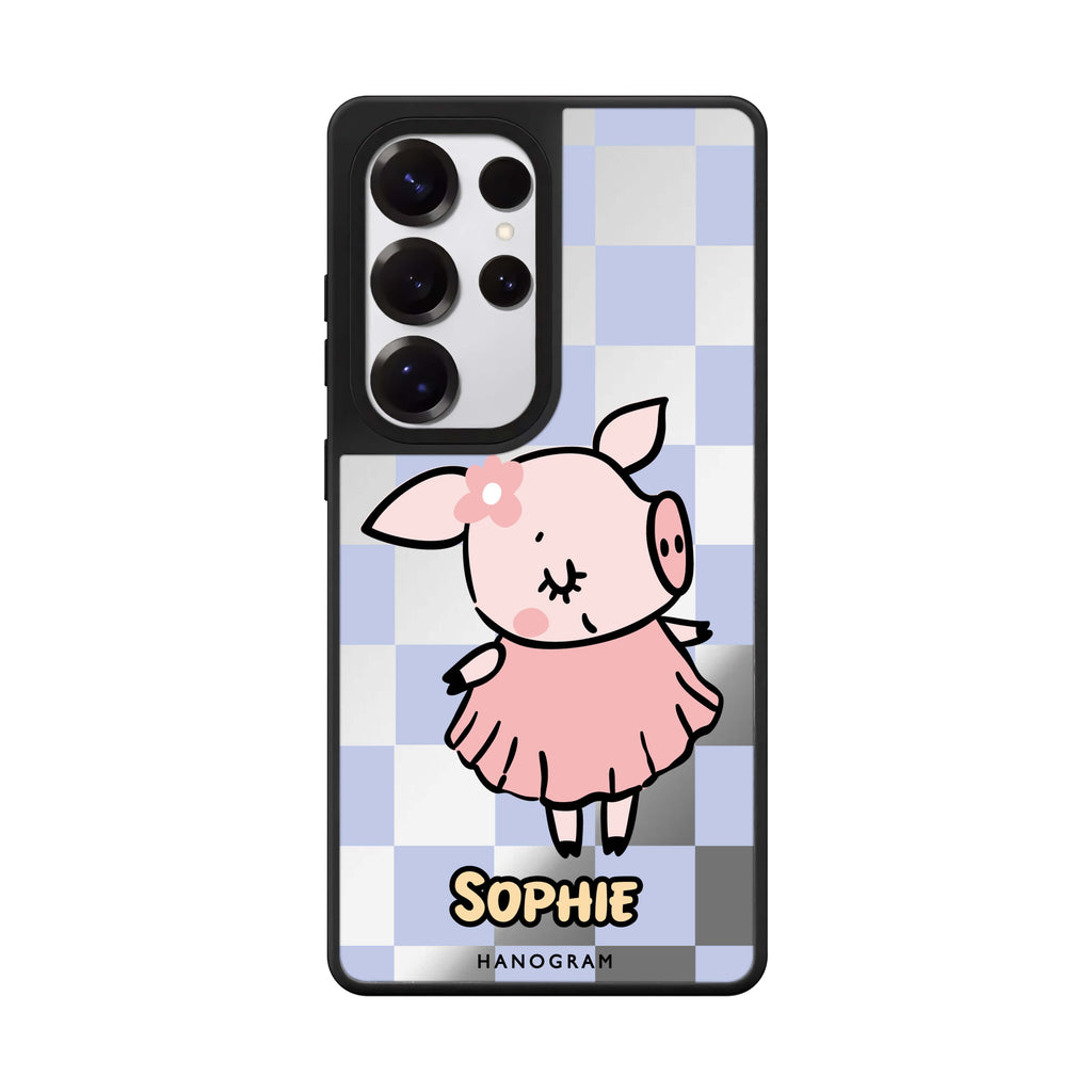Custom Pretty Pig Samsung Galaxy S25 S24 S23 Ultra mirror case, front view