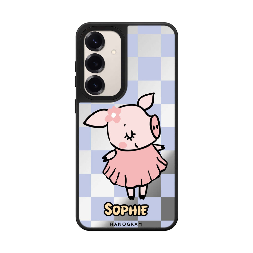 Custom name Pretty Pig Samsung Galaxy mirror case front view