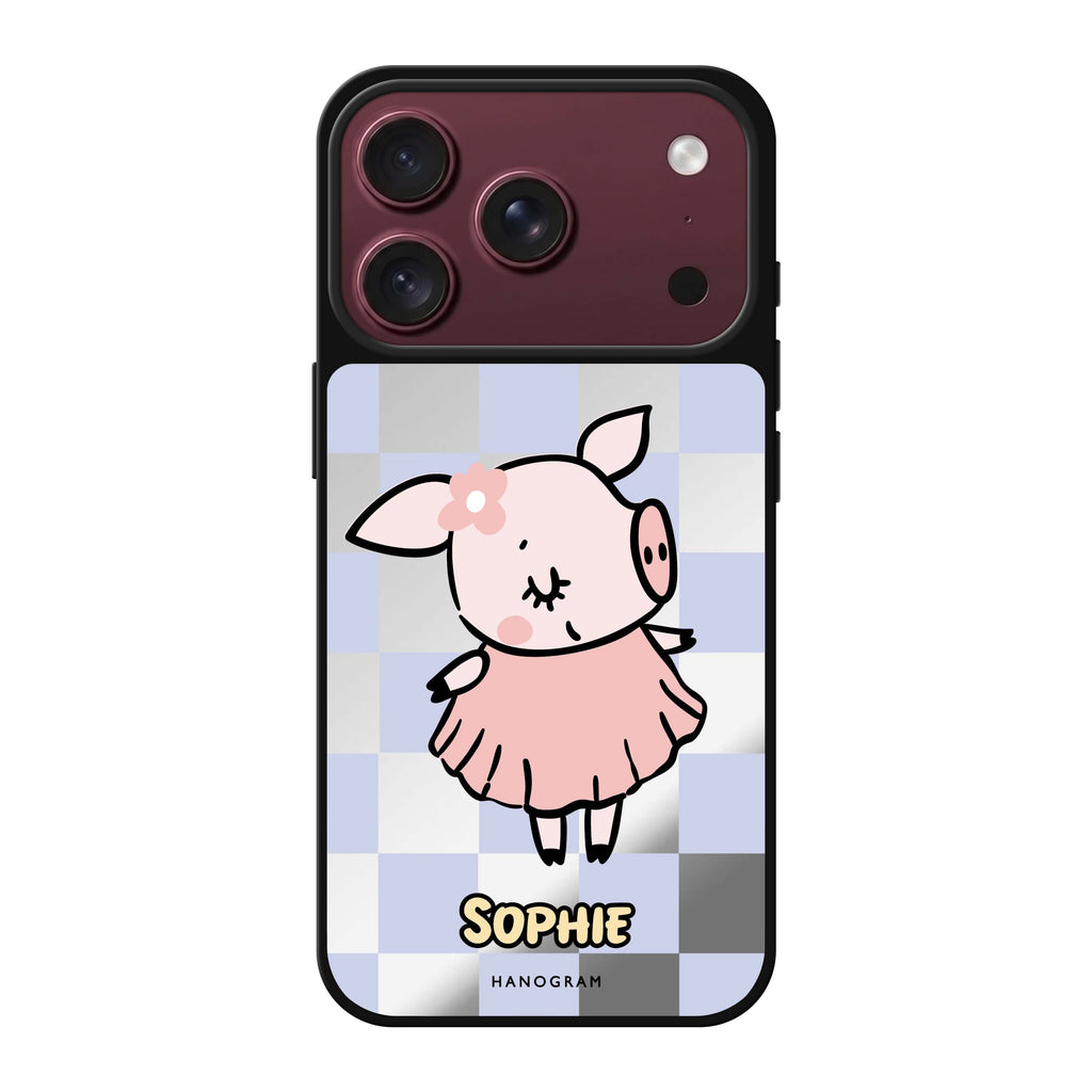 Pretty Pig personalized name pig animal iPhone 18 Pro Max mirror case
