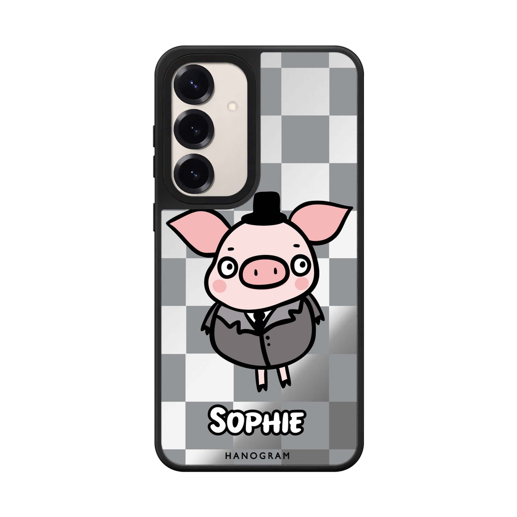 Custom name Handsome Pig Samsung Galaxy mirror case front view