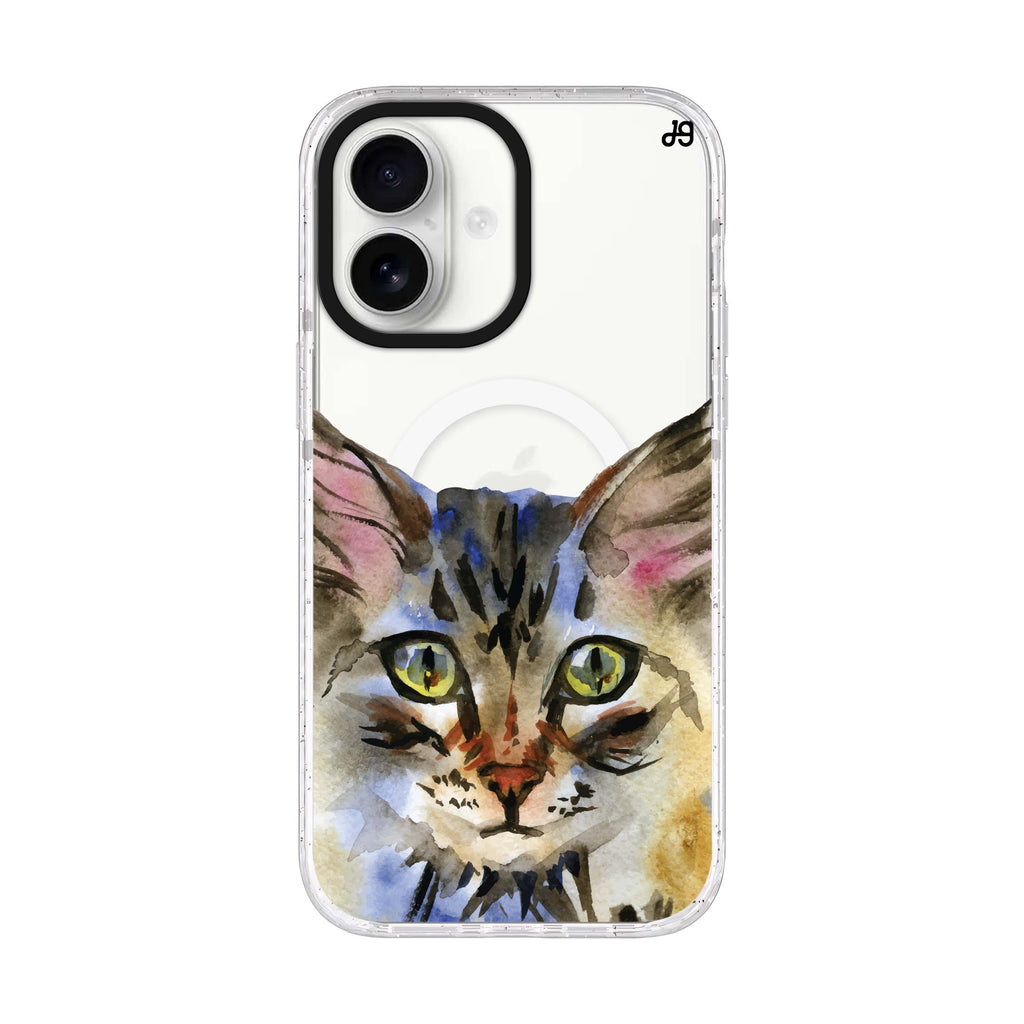 Watercolour Cat Style 7 iPhone 17 ultra clear MagSafe case, front product view
