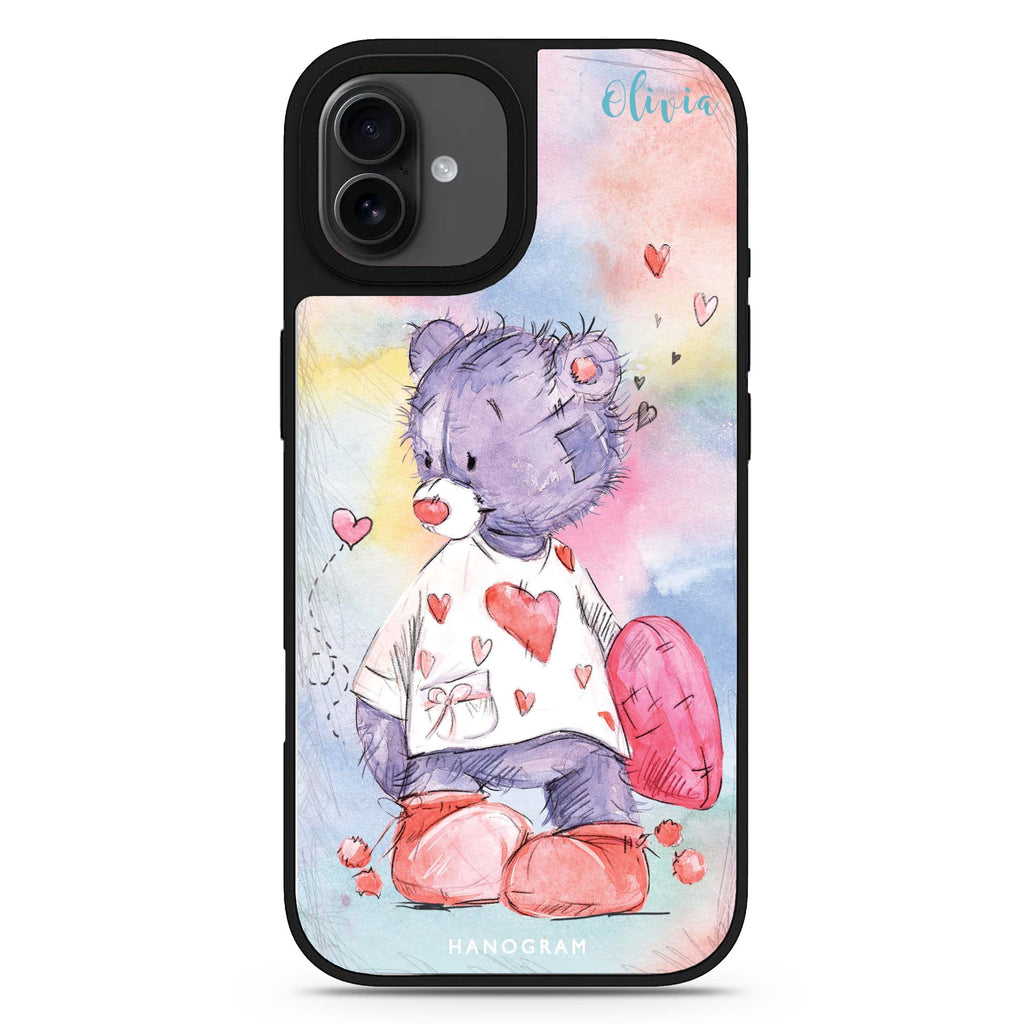 Sweet Bear personalized name animal design iPhone 17 mirror case