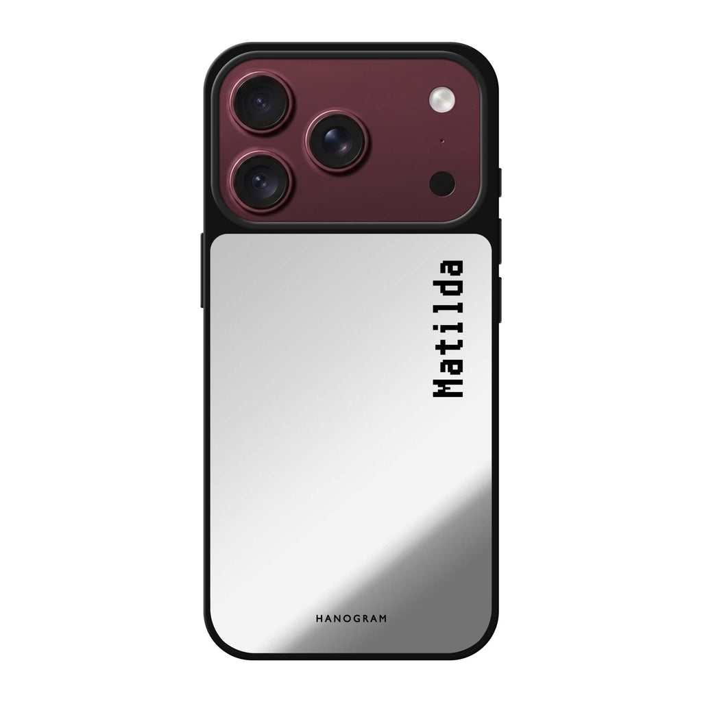 Pixel Custom Name II personalized name typography geometric iPhone 18 Pro Max mirror case