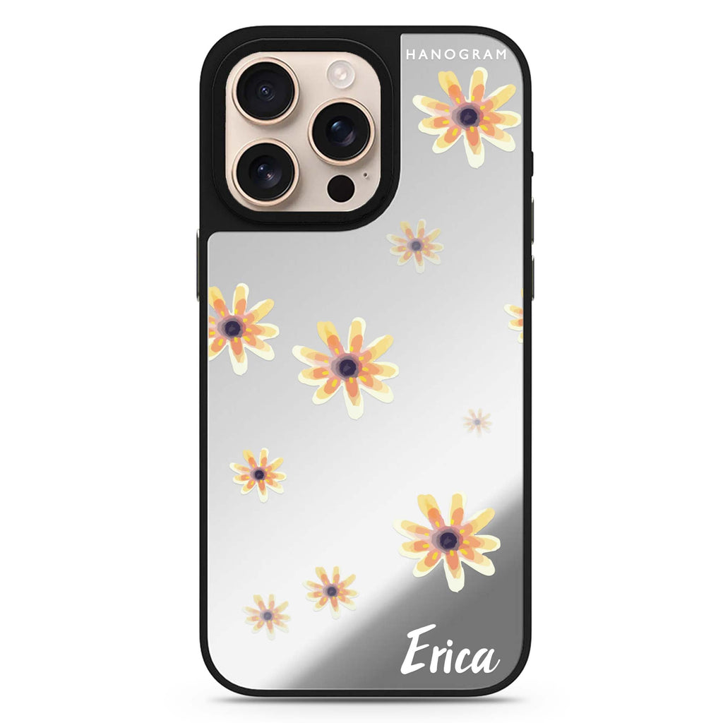 Faceflower personalized name floral design iPhone 16/15/14 Pro Max & Pro mirror case