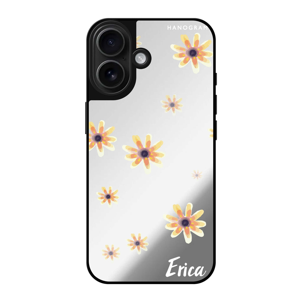 Reflective iPhone 16 Mirror Case –Faceflower Design