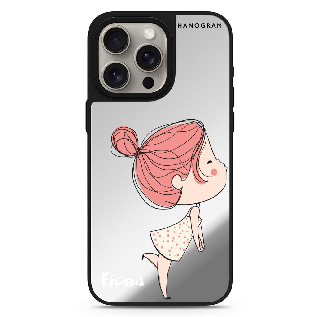 Cute Girl Kissing personalized name MagSafe mirror case for iPhone 16/15/14 Pro Max and Pro, main view