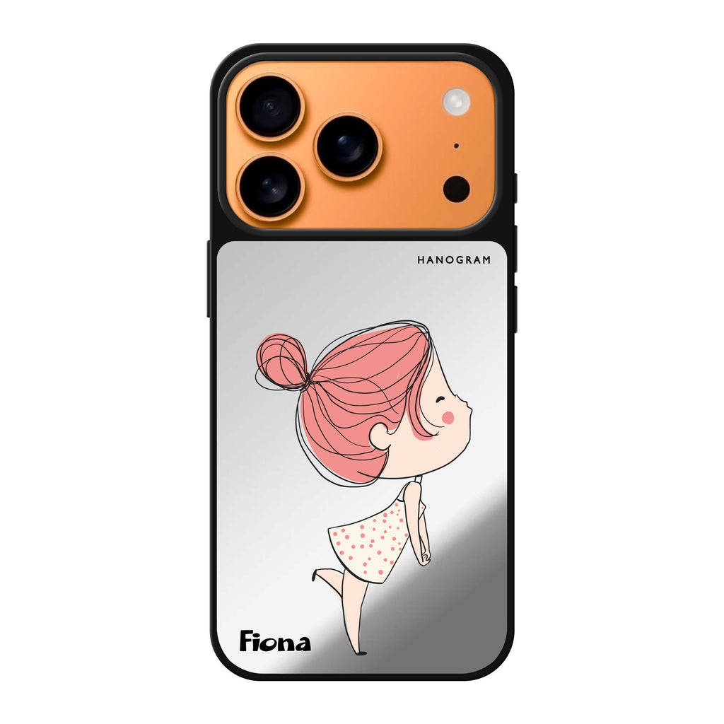 Cute girl kissing personalized name valentines portrait romantic cute iPhone 17 Pro Max mirror case