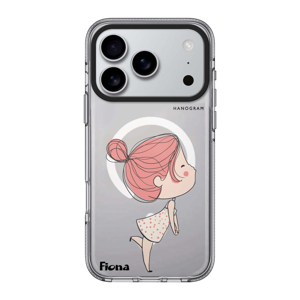 Cute girl kissing personalized name portrait romantic cute Valentine iPhone 17 Pro Max ultra clear case